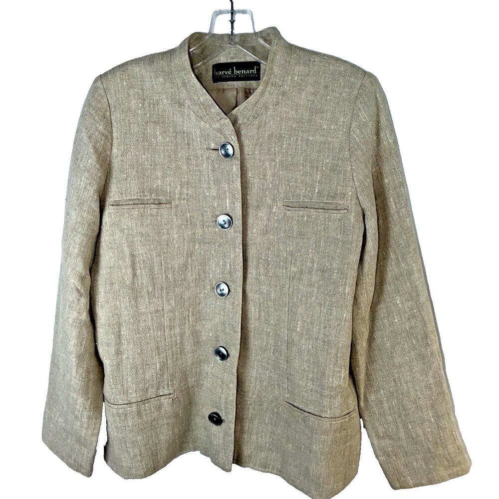 Harve Benard Women Long Sleeve Linen Blazer Jacket Button Quiet Luxury Lagenlook